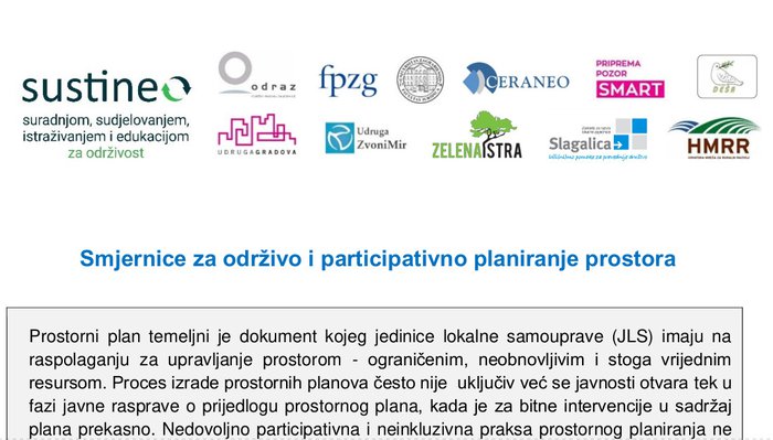 Smjernice za održivo i participativno planiranje prostora (2023.)