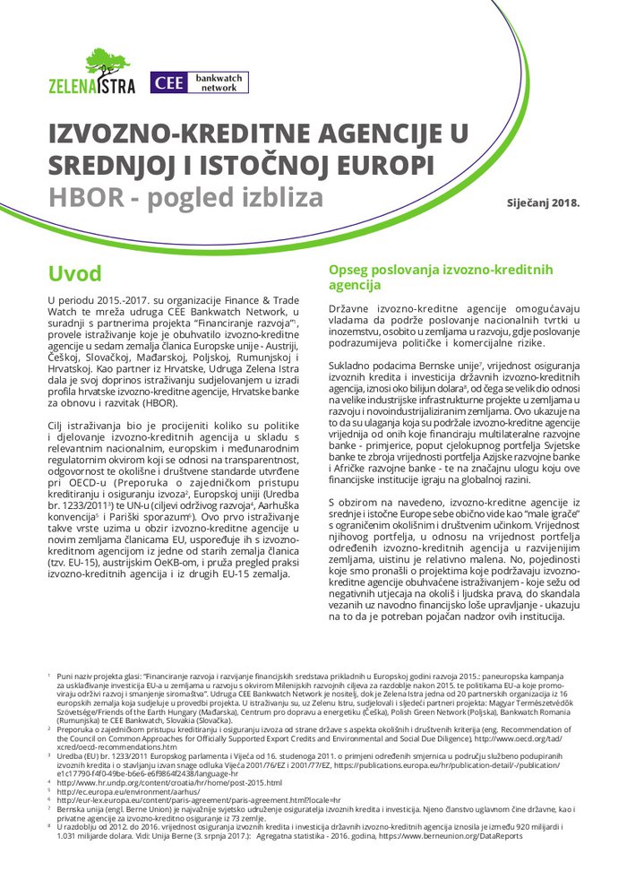 Izvozno-kreditne agencije u srednjoj i istočnoj Europi: HBOR - pogled izbliza (2018.)